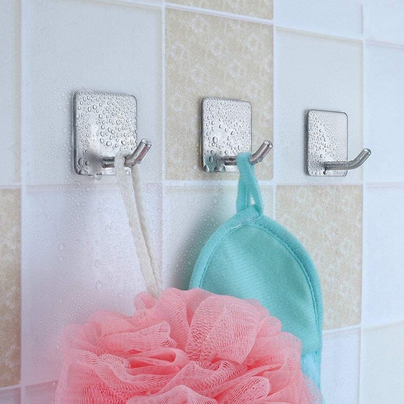 HASTHIP Adhesive hooks, bathroom hooks,heavy-duty hooks,Adhesive Bathroom Hooks Sets of 4 Hooks Self-adhesive Hooks 304 Stainless Heavy Duty Sticky Hooks for Bathroom Kitchen Livingroom Camper - Image 4