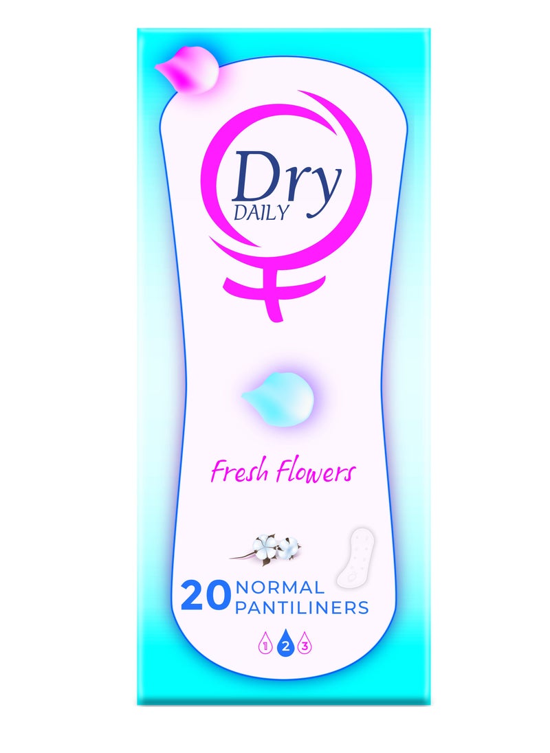 Dry - Daily  pads with Flowers - Normal Size,  20 pads - Image 1