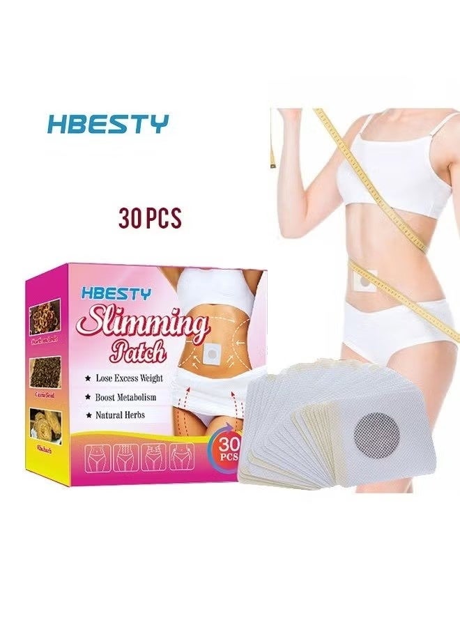 HBESTY Slim Patch- Lose Excess Weight & Bosst Metabloism & Natural Herbs,Essence Fat Burn Slim Body Slimming Patch, Help Detoxify Tone 30Pcs - Image 1