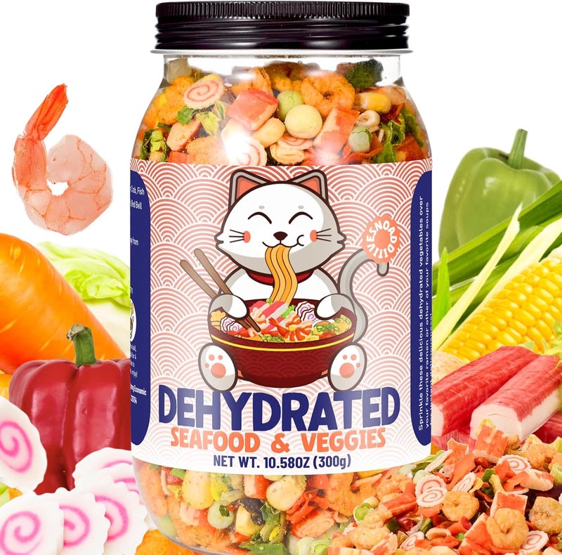 Egcina Dehydrated Freeze-Dried Seafood & Vegetable Mix - 100% Natural Ramen Toppings, 10.58 oz - Image 1