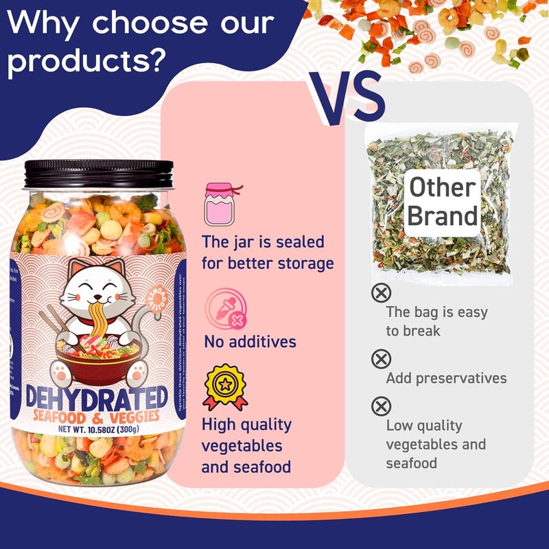 Egcina Dehydrated Freeze-Dried Seafood & Vegetable Mix - 100% Natural Ramen Toppings, 10.58 oz - Image 3