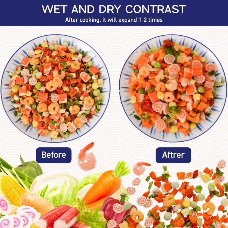 Egcina Dehydrated Freeze-Dried Seafood & Vegetable Mix - 100% Natural Ramen Toppings, 10.58 oz - Image 4