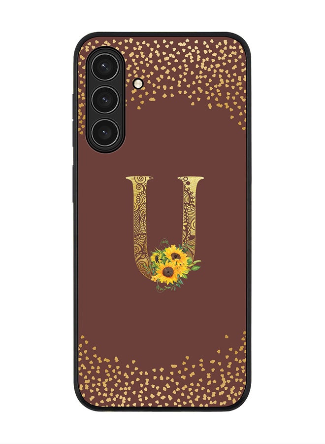 Stylizedd For Samsung Galaxy A17 / A17 4G Case,Slim fit Camera Protection, Shockproof Thin Phone cover  - Custom Floral Monogram - U  (Brown )