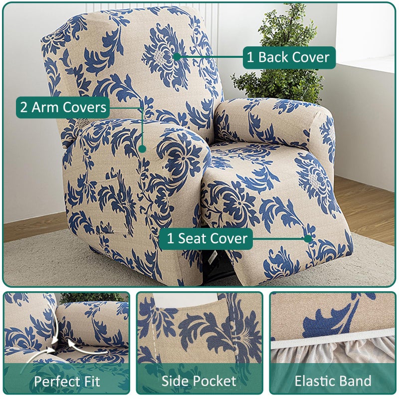 NILUOH Recliner Covers 4 Pieces Stretch Lazy Boy Recliner Chair Covers That Stay in Place, Covers for Electric Power Lift Reclining Chair, Washable Furniture Protector for Pet, Kids, Living Room - Image 2