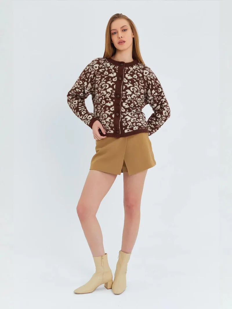 ميكسراي كارديجان ميجراي بطبعة جلد الفهد بأزرار