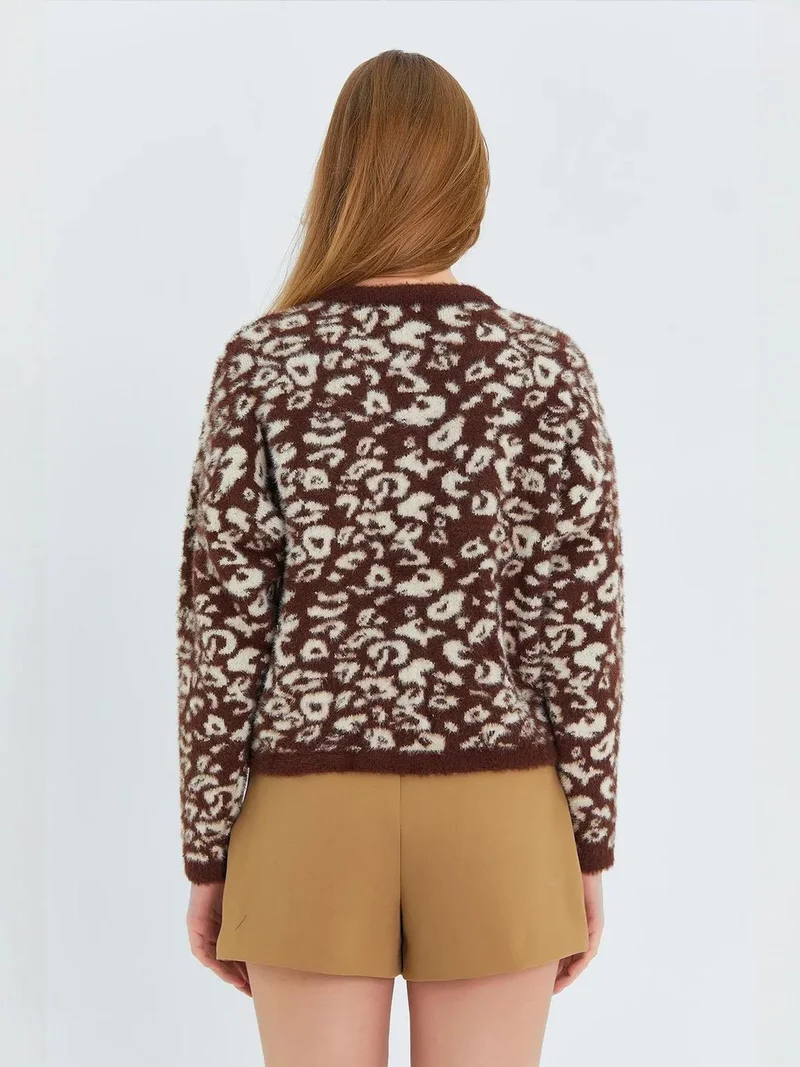 MixRay Mixray Leopard Print Buttoned Cardigan