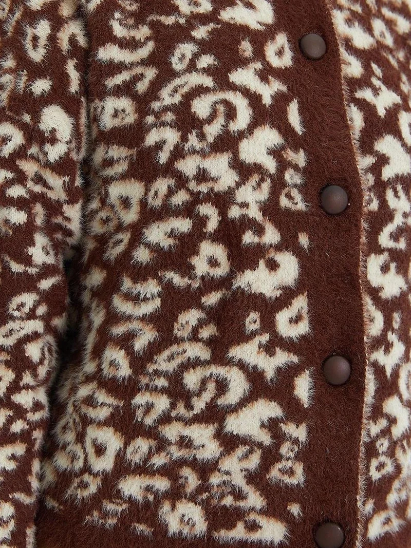 MixRay Mixray Leopard Print Buttoned Cardigan