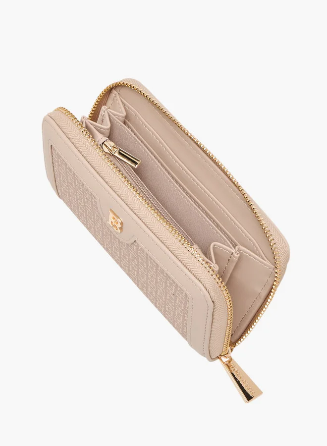Flora Bella By Shoexpress Monogram Print Wallet with Zip Closure
