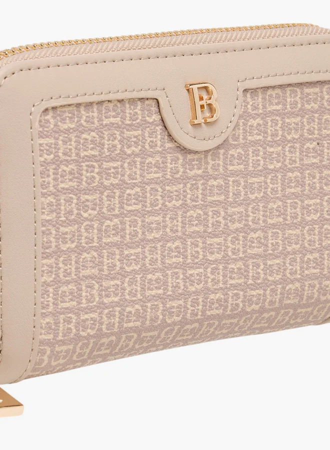 Flora Bella By Shoexpress Monogram Print Wallet with Zip Closure