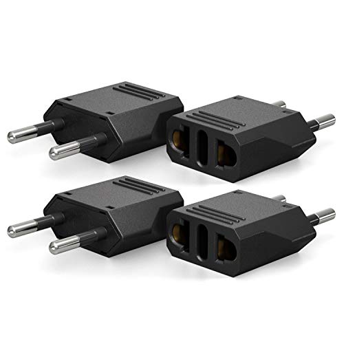 Unidapt European Travel Plug Adapter Type C - 4 Pack, US to Europe Pin Converter for Italy, Spain, Germany, France & More - Reliable Power Outlet Adaptor for EU Travel, Compact & Safe Design, Black - Image 1