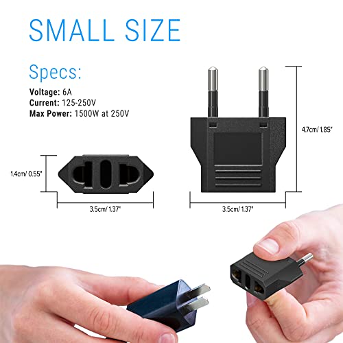 Unidapt European Travel Plug Adapter Type C - 4 Pack, US to Europe Pin Converter for Italy, Spain, Germany, France & More - Reliable Power Outlet Adaptor for EU Travel, Compact & Safe Design, Black - Image 4