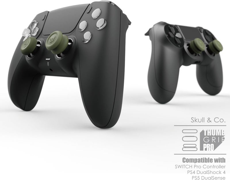 مجموعة أغطية عصا التحكم من Skull & Co.، طراز Skin وCQC وFPS، لعصا التحكم التناظرية لوحدة تحكم Nintendo Switch Pro وPS5/PS4/Slim/Pro - أزرق/نيون أصفر، 3 أزواج (6 قطع) - Image 2