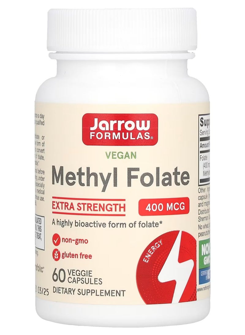jarrow formulas - Methyl FolateExtra Strength 400 mcg 60 Veggie Capsules - Image 1