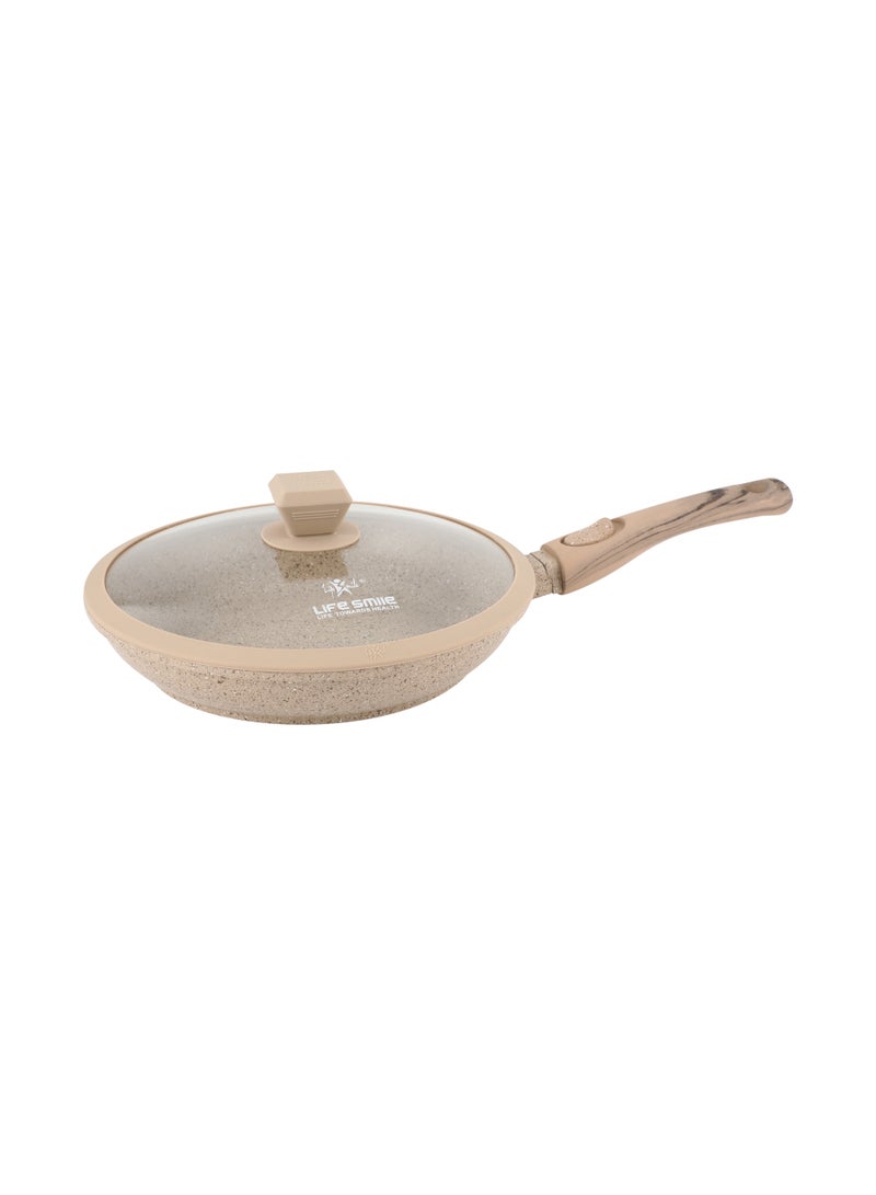 Life Smile 24cm Granite Nonstick Fry Pan with Lid (1.6L) – Induction Base, Removable Handle, Scratch Resistant & Easy Clean - Image 1