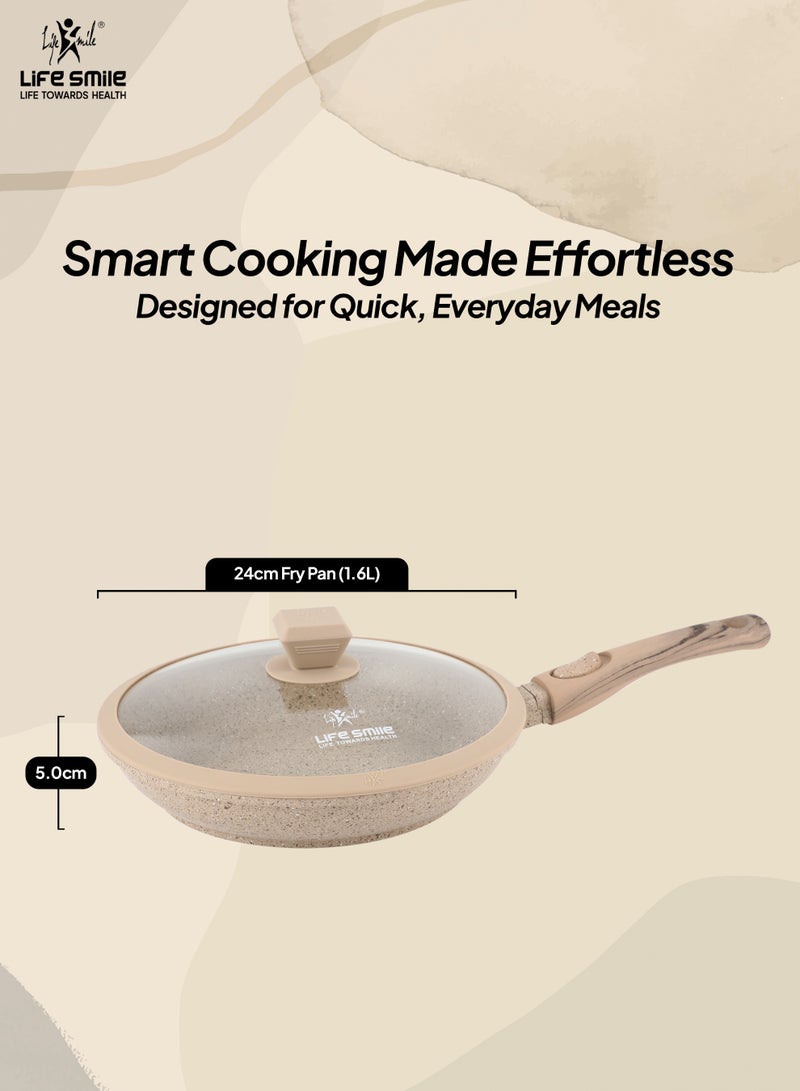 Life Smile 24cm Granite Nonstick Fry Pan with Lid (1.6L) – Induction Base, Removable Handle, Scratch Resistant & Easy Clean - Image 5