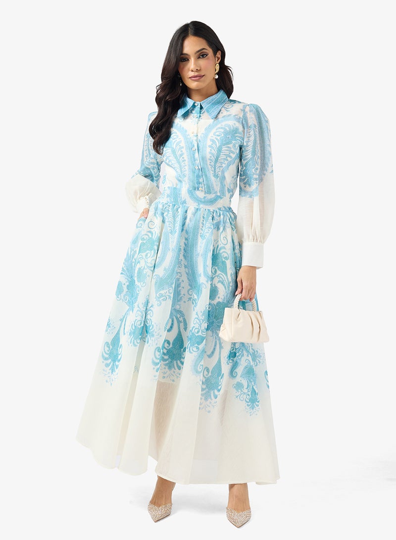 Khizana Monotonal Print Dress - Image 1
