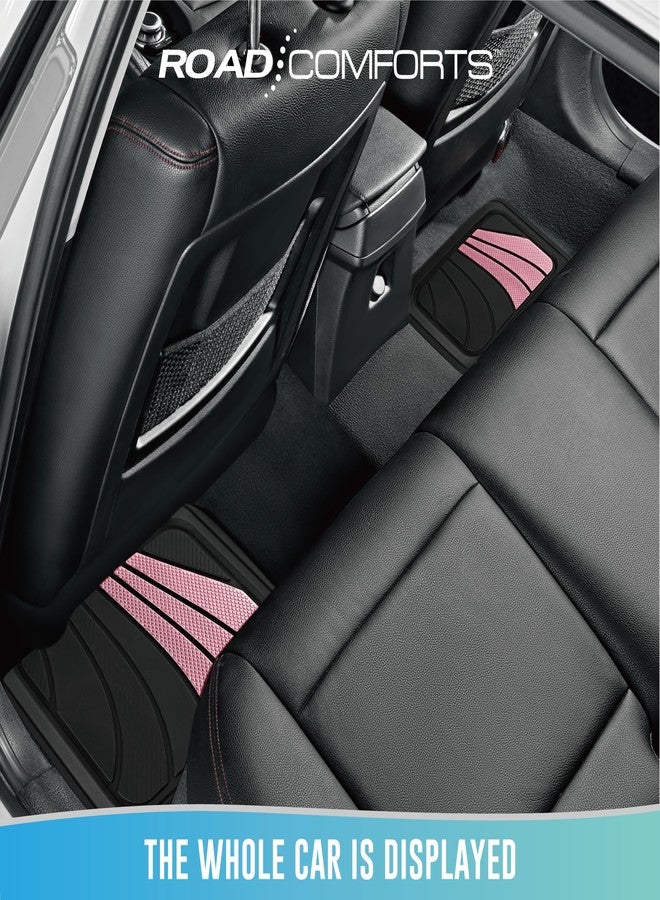 Road Comforts Car Floor Mats Full Set - Front & Rear Car Floor Mats with Aluminum Design, Anti-Slip Backing, All-Weather Protection, Trim-to-Fit Car Mats for Most Sedans, SUVs & Vans - Pink - Image 3