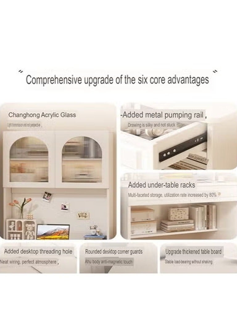 keke Modern Multifunctional Computer Table Home Office Writing Workstation with Drawers Glass Door & Storage Shelves 120 CMD - Image 3