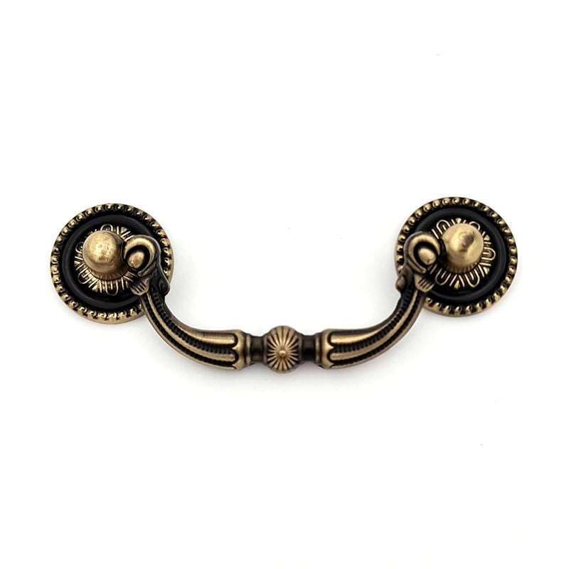 ABVIN Antique Brass Drop Handle Drawer Pull Antique Old Drawer Handles Vintage Knobs Dresser Pulls Cabinet Knob Hardware (Small) - Image 1