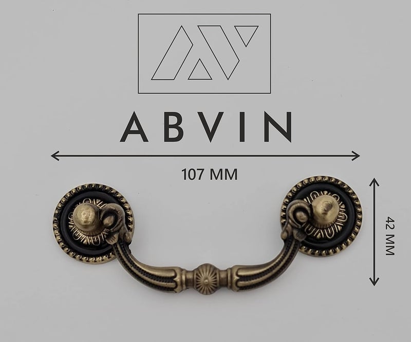 ABVIN Antique Brass Drop Handle Drawer Pull Antique Old Drawer Handles Vintage Knobs Dresser Pulls Cabinet Knob Hardware (Small) - Image 2