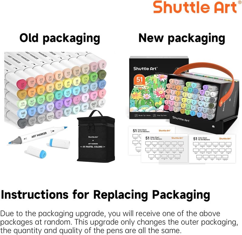 Shuttle Art Pastel Alcohol Markers Brush tip, Dual Tip Brush & Fine Tip Art Marker Set, 50 Colors plus 1 Blender Marker Pens with Case Perfect for Illustration Kids Students Adults Coloring Sketching - Image 2