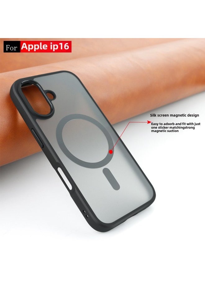 Generic - Suitable For Apple Iphone16 Pro Max Matte Black Pc+Black Tpu Tailong Magnetic E-Commerce Mobile Phone Case-Color:Pc Matte Black + Tpu Black Magnetic Finished Product-Applicable Models:Iphone 16 Large Hole - Image 1