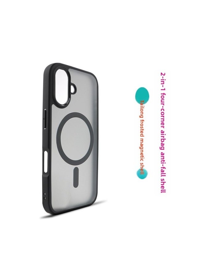 Generic - Suitable For Apple Iphone16 Pro Max Matte Black Pc+Black Tpu Tailong Magnetic E-Commerce Mobile Phone Case-Color:Pc Matte Black + Tpu Black Magnetic Finished Product-Applicable Models:Iphone 16 Large Hole - Image 1