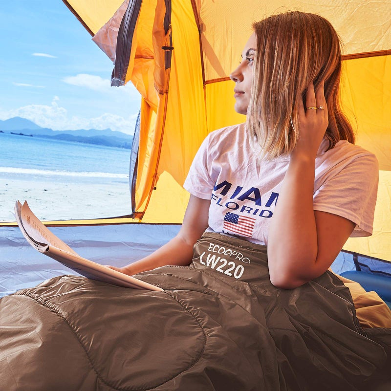 ECOOPRO Warm Weather Sleeping Bag - Portable, Waterproof, Compact Lightweight, Comfort with Compression Sack - Great for Outdoor Camping, Backpacking & Hiking-83 L x 30" W Fits Adults (K-Brown) - Image 5