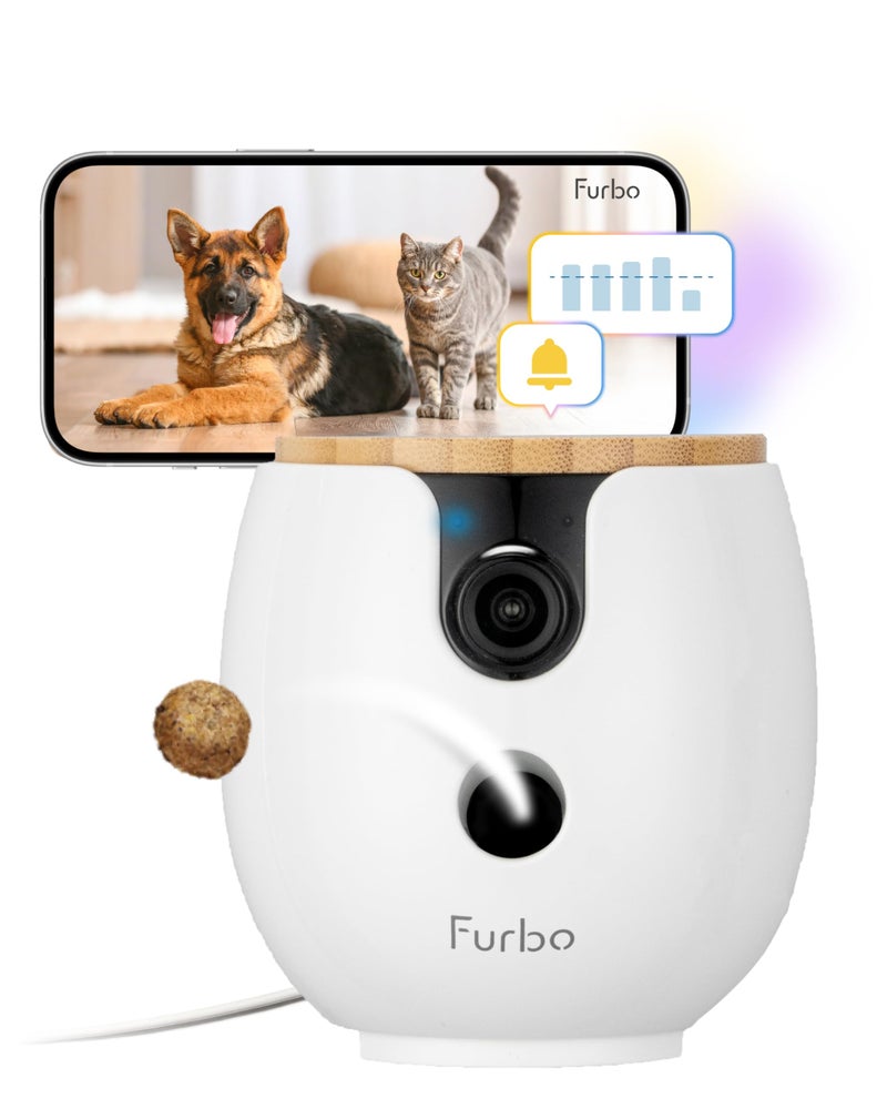 Furbo Mini 360° [Subscription Required] New 2K QHD Pet Camera - Unlock w/Paid Plan: Dog & Cat Safety Alerts, Rotating Treat Toss, 2-Way Speaker (Low Risk, 3mo Min. Cancel Anytime) - Image 1