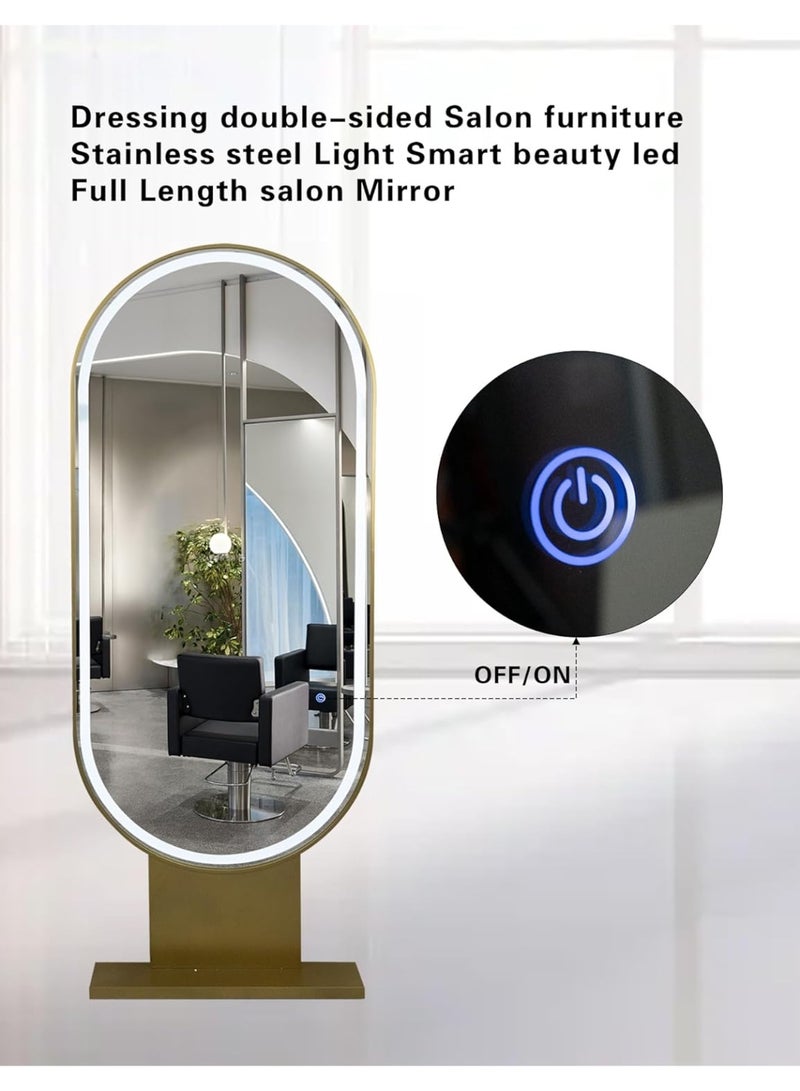 Meishida MEISHIDA Barber Mirror: A Stainless Steel, Round-Cornered, Floor-Standing, Single-Sided Hair Dressing Mirror with LED Light, Ideal for Beauty, Salon, and Barber Shop Use.  - Image 5