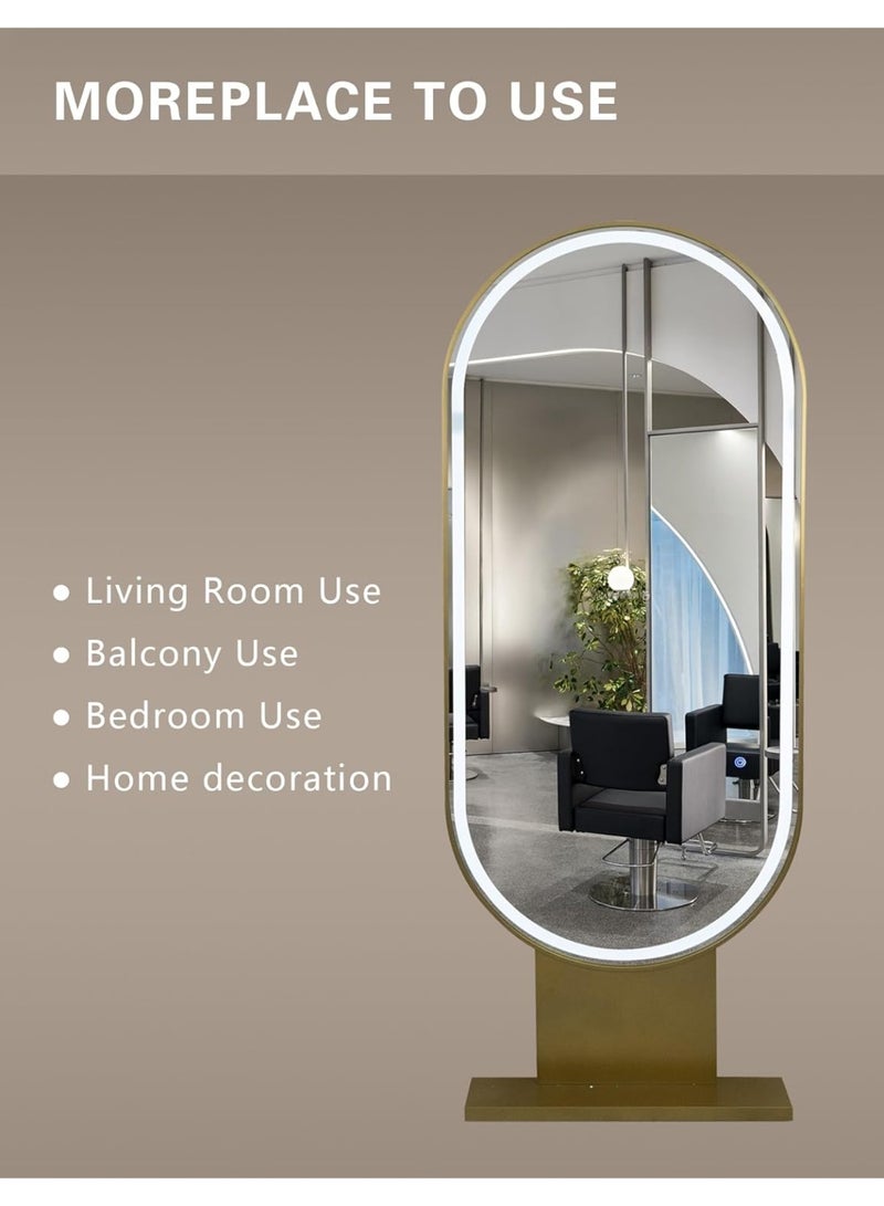 Meishida MEISHIDA Barber Mirror: A Stainless Steel, Round-Cornered, Floor-Standing, Single-Sided Hair Dressing Mirror with LED Light, Ideal for Beauty, Salon, and Barber Shop Use.  - Image 2