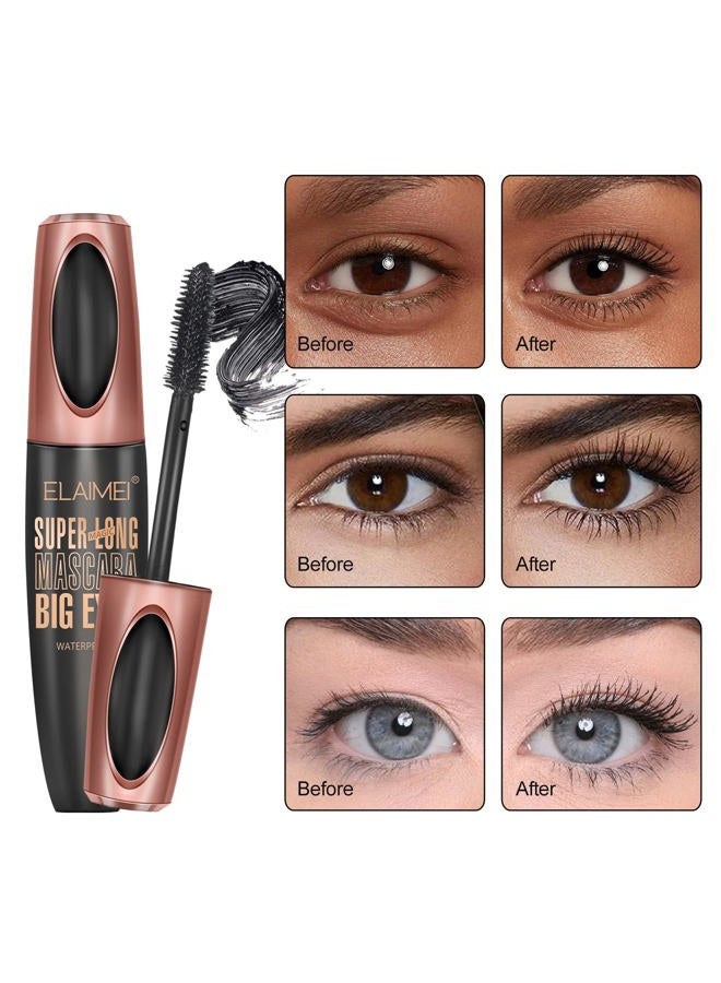 YEUGSCKA 4D Silk Fiber Big Eye Lash Mascara, Mascara Black Volume And Length Intense Long Lasting, Waterproof No Clumping, Lengthening Thicking Volumizing Luxuriously Longer Mascara - Image 4
