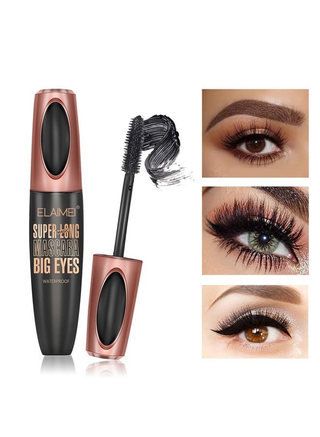 YEUGSCKA 4D Silk Fiber Big Eye Lash Mascara, Mascara Black Volume And Length Intense Long Lasting, Waterproof No Clumping, Lengthening Thicking Volumizing Luxuriously Longer Mascara - Image 5