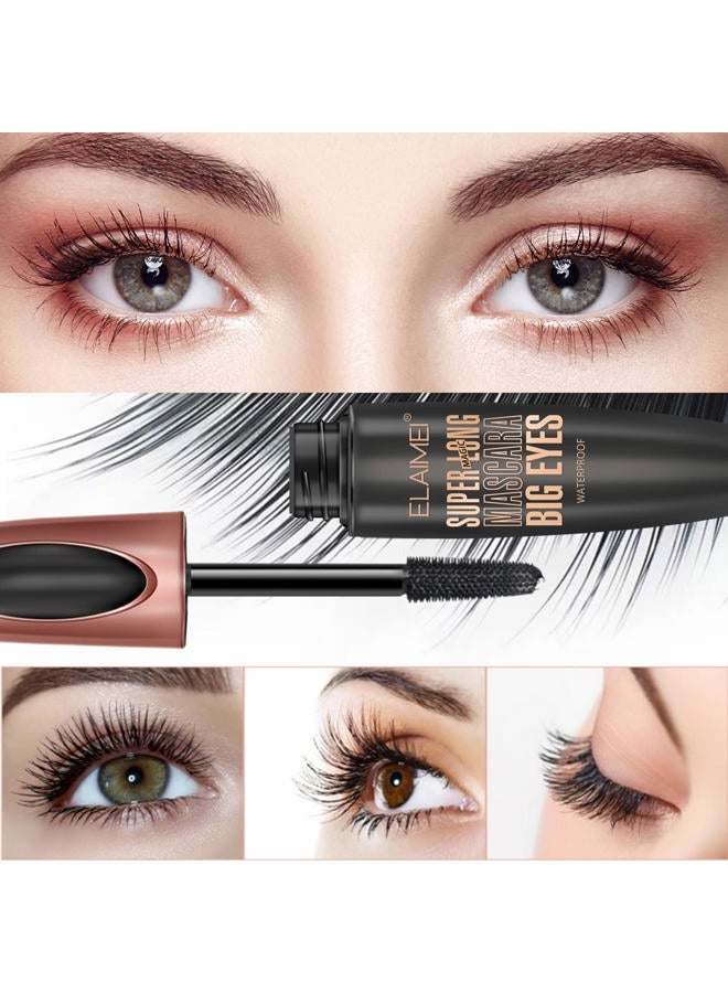 YEUGSCKA 4D Silk Fiber Big Eye Lash Mascara, Mascara Black Volume And Length Intense Long Lasting, Waterproof No Clumping, Lengthening Thicking Volumizing Luxuriously Longer Mascara - Image 3