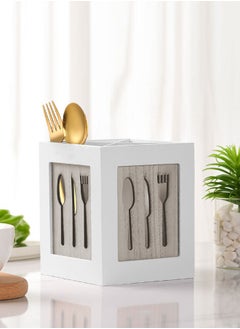 HomarKet Wooden Utensils Holder Kitchen Cutlery Drain Organizer Rack Flatware Caddy Storage Box for Spoons Forks Knifes and Chopsticks  - Image 1