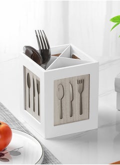 HomarKet Wooden Utensils Holder Kitchen Cutlery Drain Organizer Rack Flatware Caddy Storage Box for Spoons Forks Knifes and Chopsticks  - Image 3
