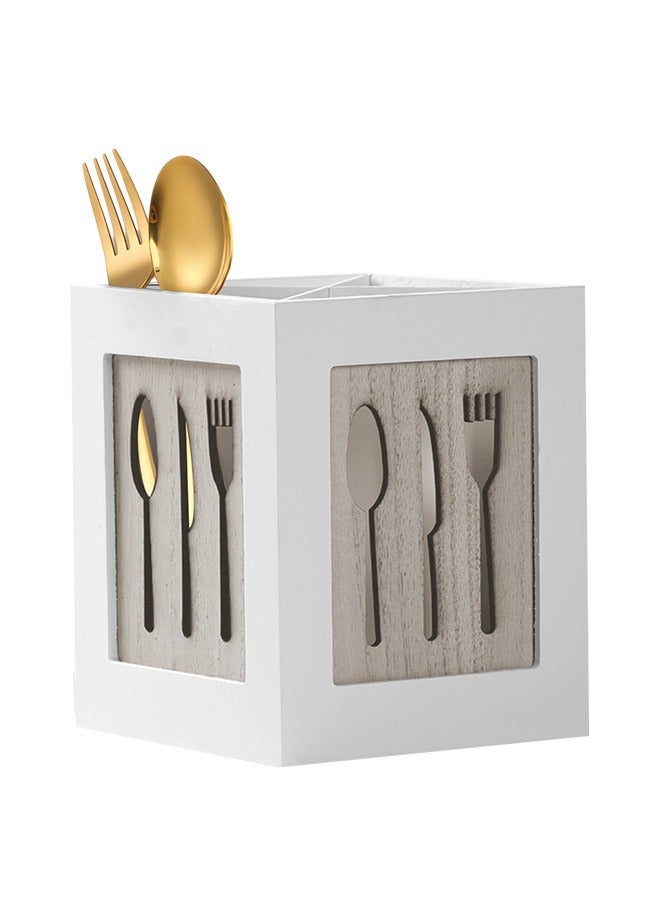 HomarKet Wooden Utensils Holder Kitchen Cutlery Drain Organizer Rack Flatware Caddy Storage Box for Spoons Forks Knifes and Chopsticks  - Image 5