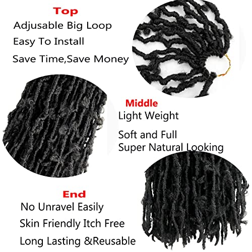 Ahrencan Butterfly Locs Crochet Hair 24 Inch, 6 Packs Soft Black Butterfly Locs Pre looped Distressed Faux Locs Crochet Hair For Women,Prelooped Pretwisted Crochet Braids Hair(24in,6packs,1B#) - Image 5