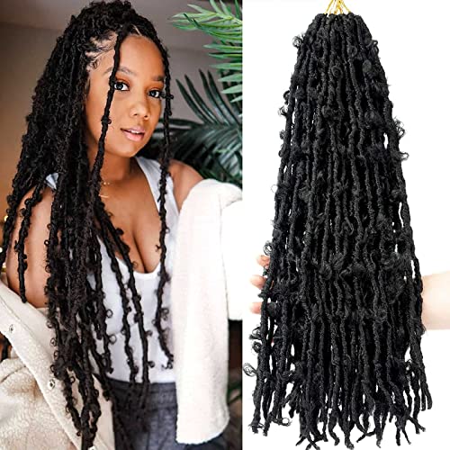 Ahrencan Butterfly Locs Crochet Hair 24 Inch, 6 Packs Soft Black Butterfly Locs Pre looped Distressed Faux Locs Crochet Hair For Women,Prelooped Pretwisted Crochet Braids Hair(24in,6packs,1B#) - Image 1