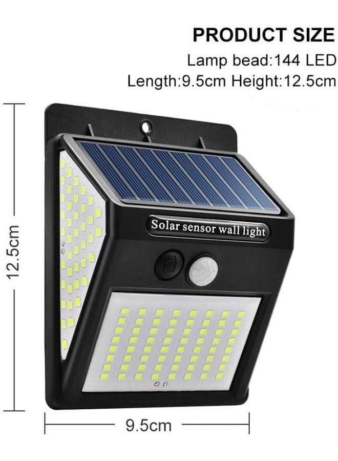 2-Pack LED Solar Motion Sensor Lights - 144 LED Wide Angle Outdoor Wall Lamps, Waterproof Garden Sunlight Lamp - Image 2