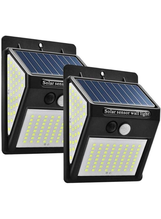 2-Pack LED Solar Motion Sensor Lights - 144 LED Wide Angle Outdoor Wall Lamps, Waterproof Garden Sunlight Lamp - Image 1