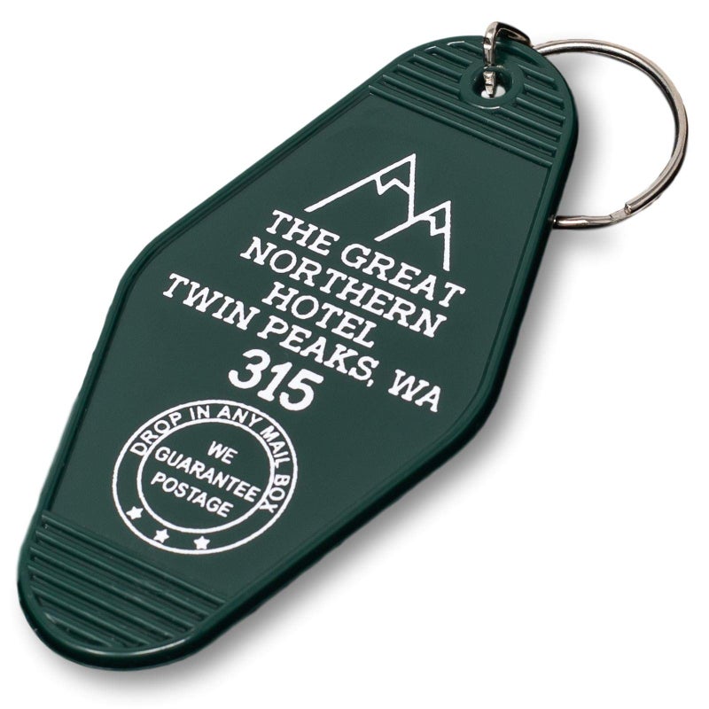 Chillkat Vintage Hotel Motel Keychain (Dark Green Great Northern Hotel) - Image 1