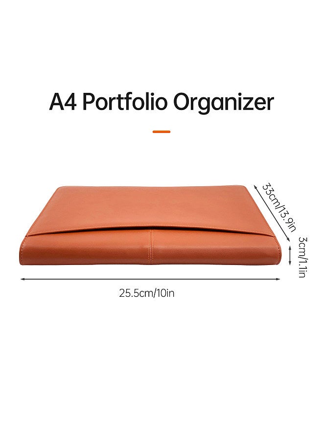 Bisofice Zippered Padfolio A4 PU Leather Portfolio Organizer with Calculator for Interview Resume Document Planner Agenda Schedule Tablet Sleeve Holder for Men Women Businessman - Pink - Image 2