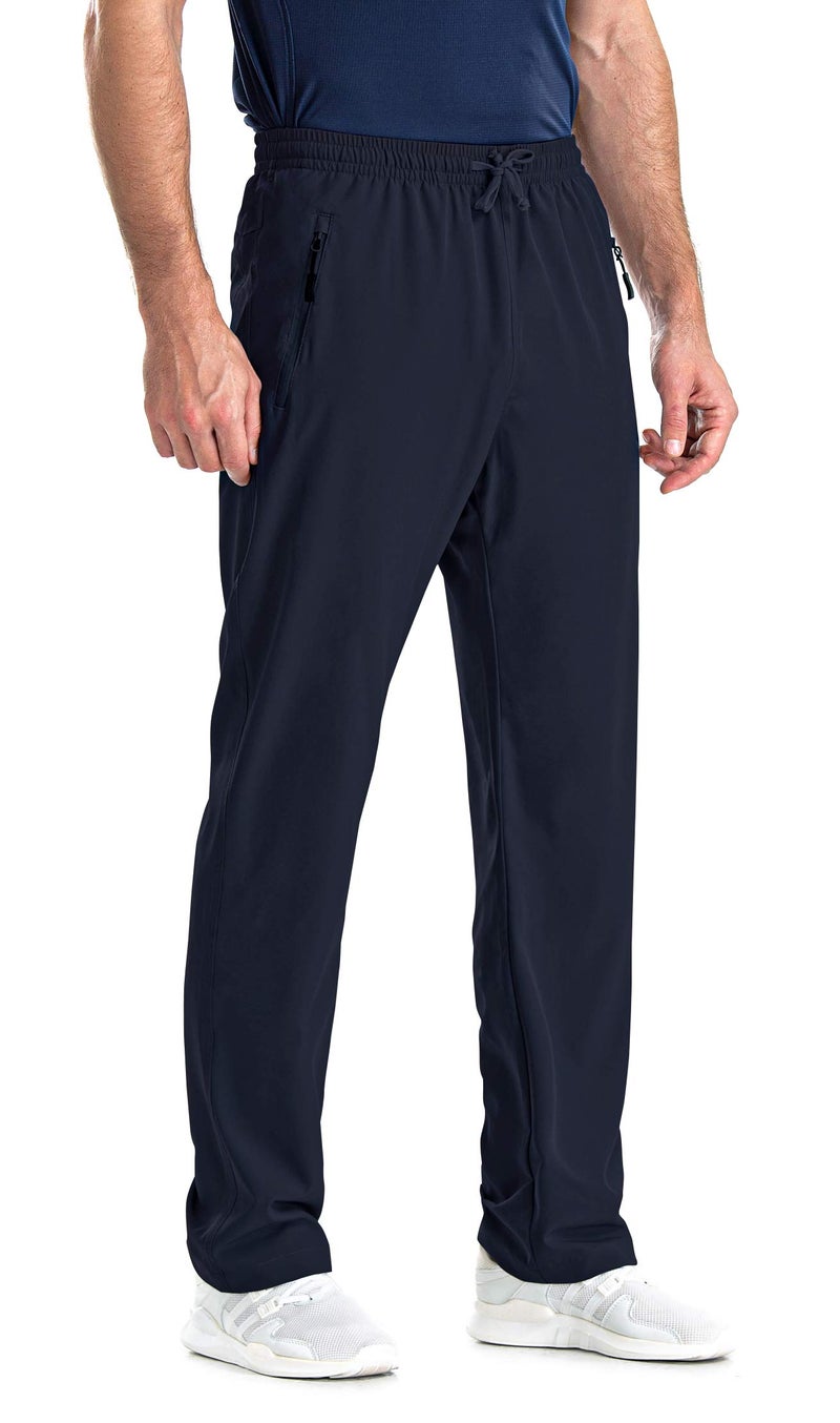 clothin Mens Workout Athletic Pants ElasticWaist Drawstring Pants for Sport Exercise TravelQuickDryStretchyNavyXL37W x 32L