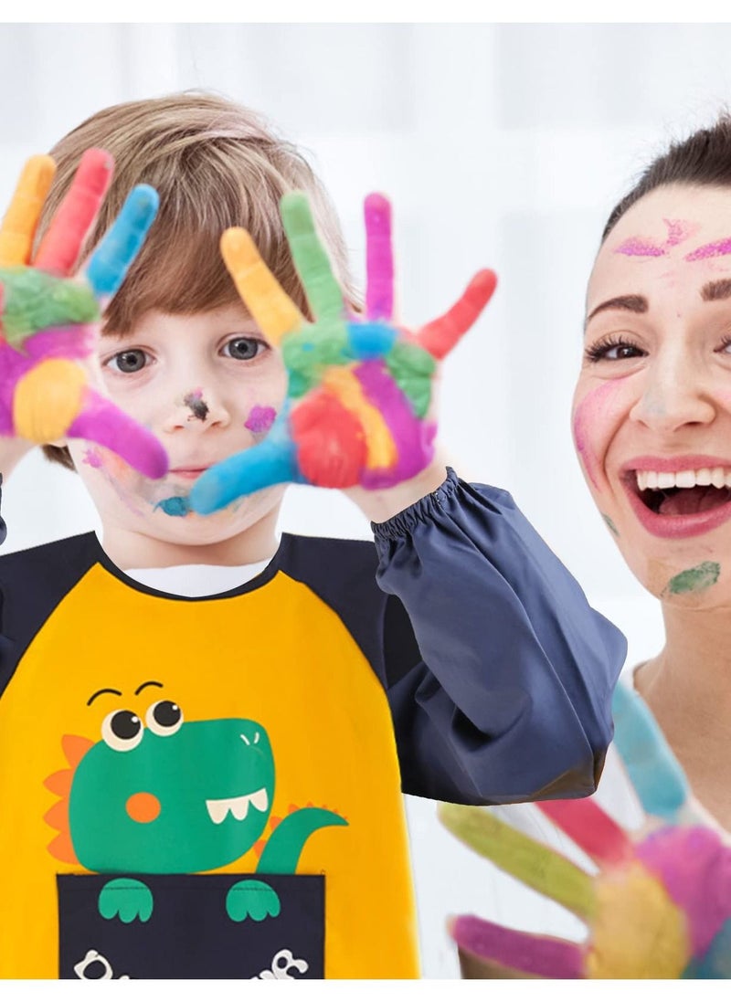 Excefore - Kids Apron,Waterproof Children Painting Apron with Long Sleeve and Pockets,Boys Girls Toddler Art Smock for Painting Cooking Eating (Dinosaur) - Image 1