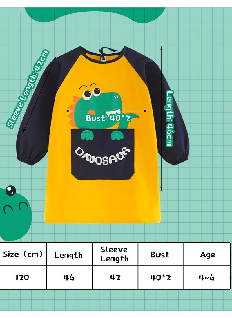 Excefore - Kids Apron,Waterproof Children Painting Apron with Long Sleeve and Pockets,Boys Girls Toddler Art Smock for Painting Cooking Eating (Dinosaur) - Image 1