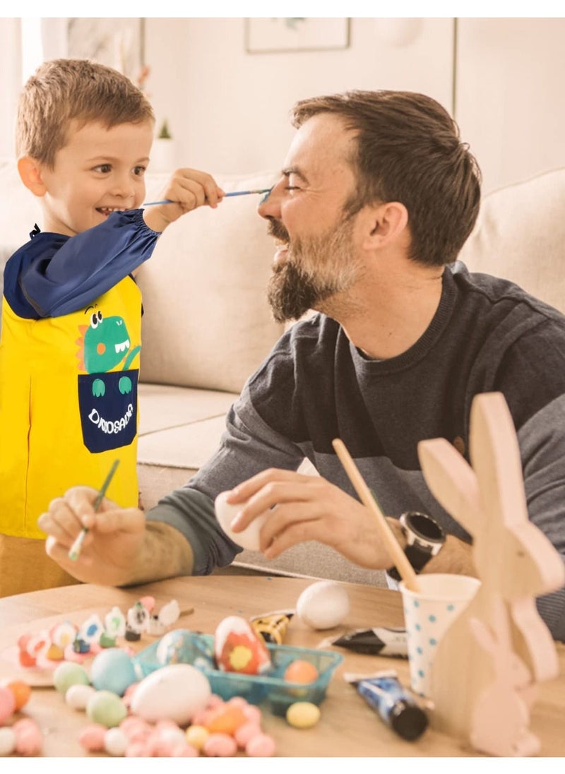 Excefore - Kids Apron,Waterproof Children Painting Apron with Long Sleeve and Pockets,Boys Girls Toddler Art Smock for Painting Cooking Eating (Dinosaur) - Image 1