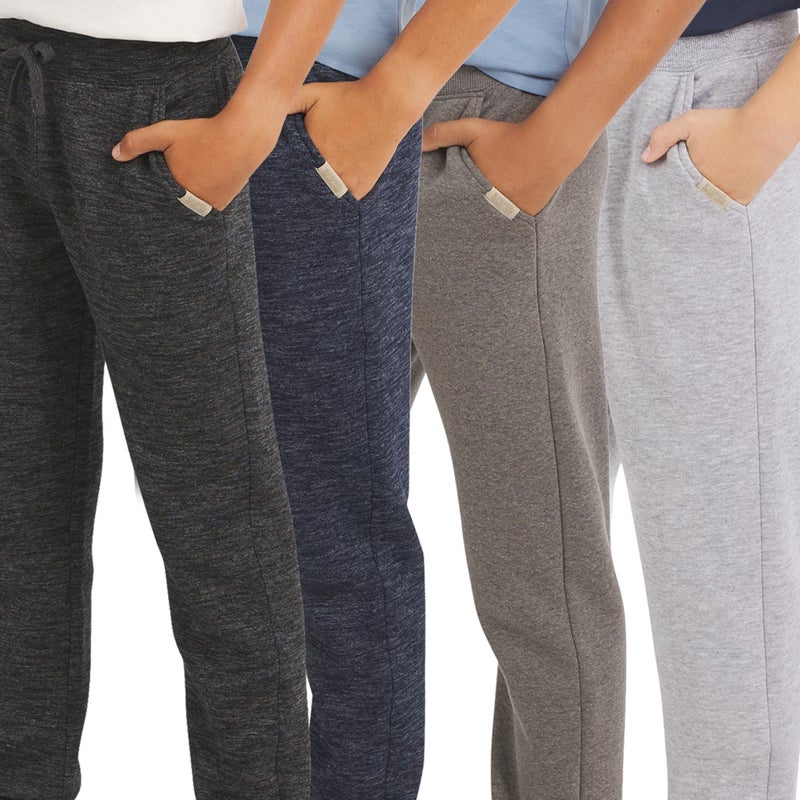 Weatherproof Vintage Boys' 4 Pack Variety Midweight Super Soft Fleece Lined Stretchable Jogger Pants, Black Navy Melange Set, X-Large - Image 2
