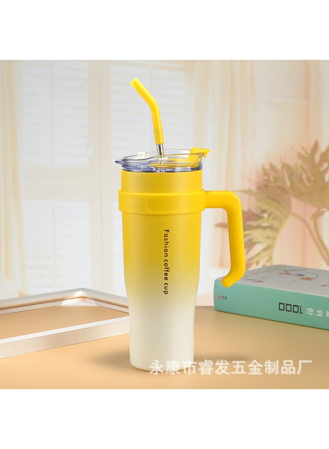 New Double-layer Stainless Steel Three-generation 40oz Car Cup Fashion Large-capacity Straw Handle Ice Bully Cold Insulation Cup