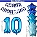 DUFACAI 10th Birthday Decorations for Boys Blue Happy 10th Birthday Banner Tenth Bday Supplies 32inch Number 10 Balloons Fringe Curtain 10 Years Old Bday Party Supplies Kit for Him Her Girls Blue - Image 4